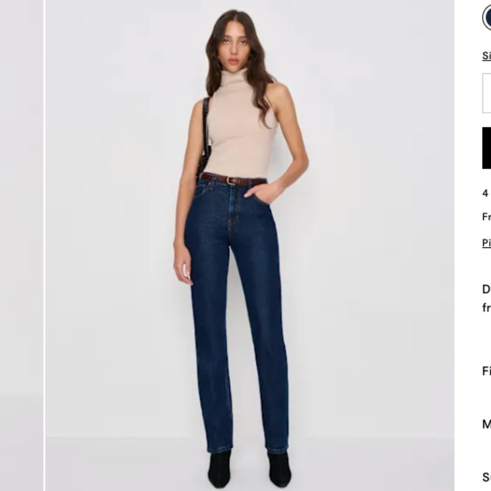 High-Rise Straight Leg Women's Jeans - Dark Blue